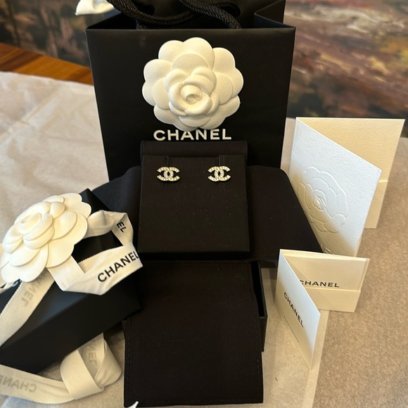 Authentic Chanel CC Stud Earrings - Picture 1 of 10
